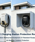 Beefy EV Charger Cover For Outdoor Wall Mount With Magnetic Flip Top And Tinted Window Rainproof Shell Guards Your EV Setup Against Rain Snow UV And Grime Super Easy One Hand Pop Up Access on a wall.
