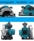 Cordless Mini Chainsaw Lightweight One Hand Electric Pruner Battery Powered Outdoor Cutter shown from different angles for easy handling.