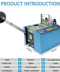Automatic Heat Shrink Tube Cutter Machine With 100 mm Cutting Width And 0.1 mm To 99999.9 mm Adjustable Length with parts labeled