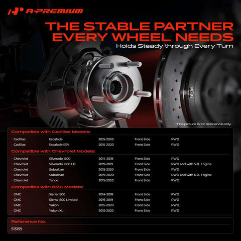 Slick Heavy Duty Front Wheel Bearing Hub Assembly Pair With Integrated Abs Six Lug Straight Bolt Up For Chevy Silverado Tahoe Suburban Cadillac Escalade Gmc Sierra 2014 To 2020 Road Ready displayed with brake components.