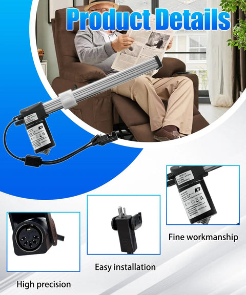 Man assembling electric sofa with KDPT007-115 Linear Actuator Replacement For Electric Sofa Lift Chairs And Power Recliners Kaidi Motor.