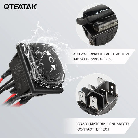 Waterproof Reverse Polarity Momentary DC 12V Six Pin Three Position On Off On Rocker Switch with wire for marine use