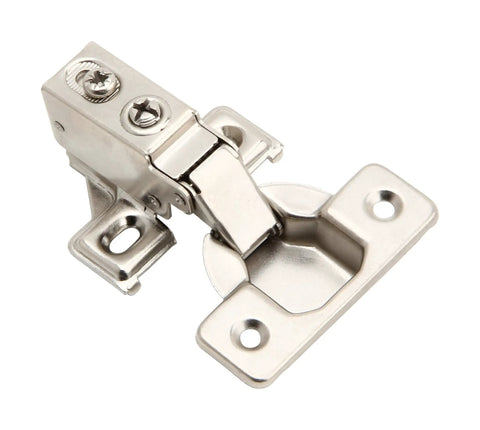 Six Pack Heavy Duty Soft Close Cabinet Door Hinges Face Frame Style With Built In Metal Dampers And Brushed Satin Nickel Finish detailed view.