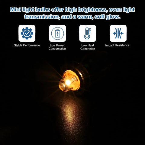 8 Piece Pack Of E10 Miniature Screw Base Light Bulbs Packs A Sweet Warm Yellow Glow Straight Out The Box For Quick Gear Fixes And Toy Mods 3 Volt 0.3 Amp With Snazzy Glass Build lit up in the dark.