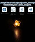 Genuine Top Shelf Slick Four Pack E10 Miniature Screw Base Light Bulbs 3 Volt 0.3 Amp Warm Yellow Glow Lamps for Electronics Tinker Project Gear and Badass DIY Builds glowing in dark, highlighting warm amber light.