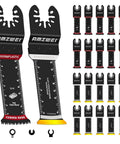 Extended Reach Titanium Oscillating Tool Blades For Metal And Wood Cutting With 70 Mm Deep Plunge Design showing various blades.