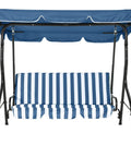 Adjustable Canopy Three Seat Patio Swing For Adults With Heavy Duty Steel Frame And 600 Lb Capacity Outdoor Garden Swing Chair