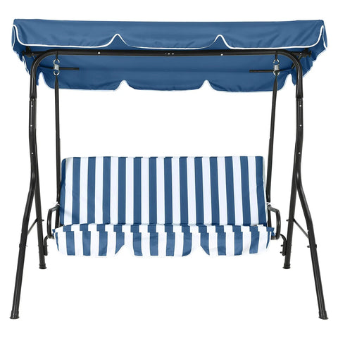 Adjustable Canopy Three Seat Patio Swing For Adults With Heavy Duty Steel Frame And 600 Lb Capacity Outdoor Garden Swing Chair