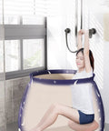 Person relaxing in a Foldable Portable Bathtub With Thickened Insulation And Double Drainage For Small Spaces, indoor setup