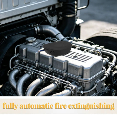 Automatic Fire Suppression System And Vehicle Fire Extinguisher With Self Activating Aerosol Mechanism For Cars Trucks And Vans providing fire protection on an engine.