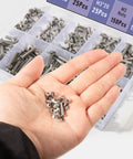 Ultimate M3 Countersunk Socket Cap Screws Set In 304 Stainless Steel, 500Pcs, hand displaying nuts and washers