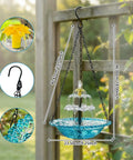 Powered Cascade Bird Bath Fountain Hanging Water Feature For Outdoors Garden Patio Backyard Blue Eco Friendly Decor No Batteries Needed Easy Setup Outdoor showing size and hanging style
