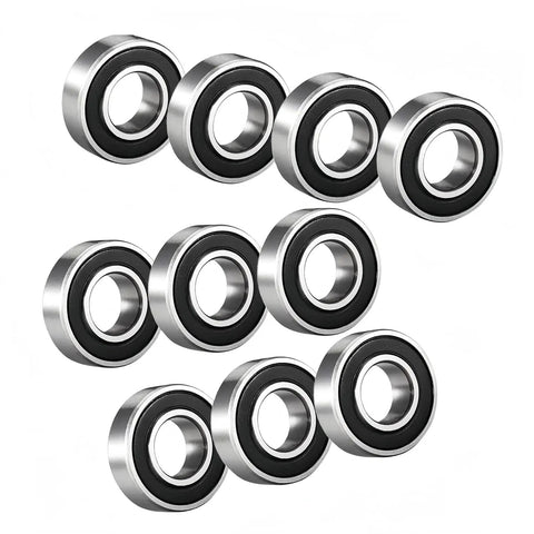 10 Pack Deep Groove Ball Bearings 6006 2Rs Chrome Steel 30x55x13mm Double Rubber Seals displayed in a row.