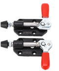 Beefy Cast Iron Push Pull Toggle Clamp With 20mm Stroke And 500 Lbs Holding Capacity, Built Tough Heavy Duty Clamp Tool For Woodworking, Welding, Molding, And Mould Making, Plastic Sleeve Handle. Two toggle clamps with red handles