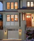 House with Two Pack No Fuss Dusk To Dawn LED Outdoor Lights With Sensor For Porch And Patio Wall Mount Sconce Lamps 14W Waterproof