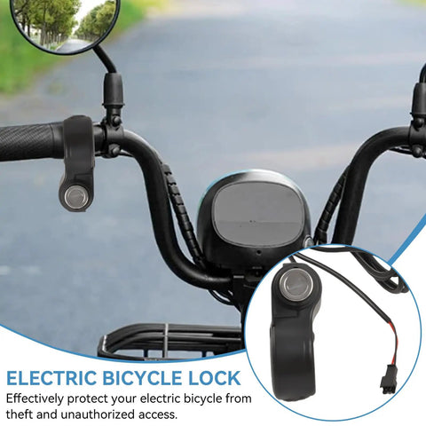 Thumb Throttle With Key Ignition For E Bikes And Electric Scooters on handlebar, twist grip with lock and power switch.