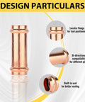 40 Pack Copper Press Extended Couplings One And A Quarter Inch Press To Connect Fittings For Copper Tubing And Plumbing Systems With LBP Design That Signals Unpressed Joints During Testing And Pro Grade Copper Build For Quick Reliable Install; design particulars and features shown