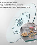 Heavy Duty Tempered Glass Lazy Susan Turntable 32 Inch Round Rotating Tray Kitchen Dining Table Server close-up of glass design and texture.