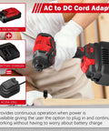 Heavy Duty 20V AC To DC Power Adapter Transforms Your Cordless Gear Right Into Wired Mode For 500 Watts Of Solid Juice, connects to 18V tools.