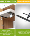 Two Pack Expandable Pull Out Cabinet Organizers 21 Inch Deep showing easy no drilling install with nano-adhesive strips.