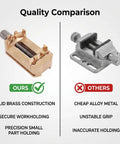 Mini Brass Vise For Watch Repair And Jewelry Engraving Precision Clamping Jaws For Tiny Parts Delicate Hands Tiny Gears Pivot Tubes And Small Components The Handy Pro Grade Watchmakers Tool For Precise Holding. Solid brass mini vise compared with alloy metal