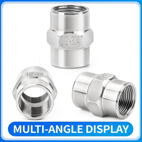 Hex Coupling Pipe Fitting One Half Inch NPT Female To One Half Inch NPT Female Stainless Steel 304 Heavy Duty