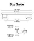 Brushed Antique Brass Cabinet Pulls 5 Inch Drawer Handles 10 Pack size guide with measurements for solid hardware.