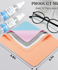 Navona 30-pack microfiber eyeglass cloths with 2 lens cleaner sprays; front view shows peach and blue cloths.