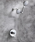Chrome Shower Faucet Set With Pro Grade Valve High Pressure Three Way Diverter Dual Shower Head System fixed and handheld view