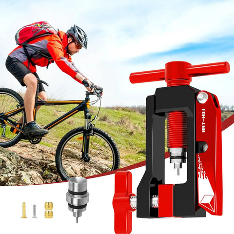 2 In 1 Bicycle Hydraulic Brake Hose Tool with Needle Driver and Hose Cutter, Red, Pro Grade for Bike Shops and DIY Mechanics