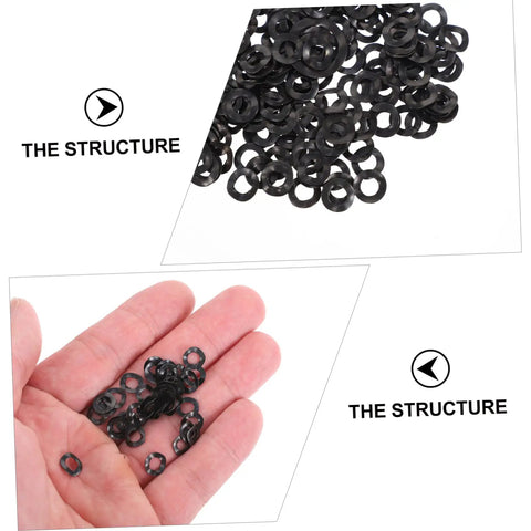Heavy Duty Wave Washers Kit 500 Pieces, Compression Type Spring Gaskets With Wave Design, Steel Construction For Anti Loosening On Automotive, Machinery, And DIY Projects, Built To Last, Rock Solid, And Easy To Use. black steel wave washers in hand