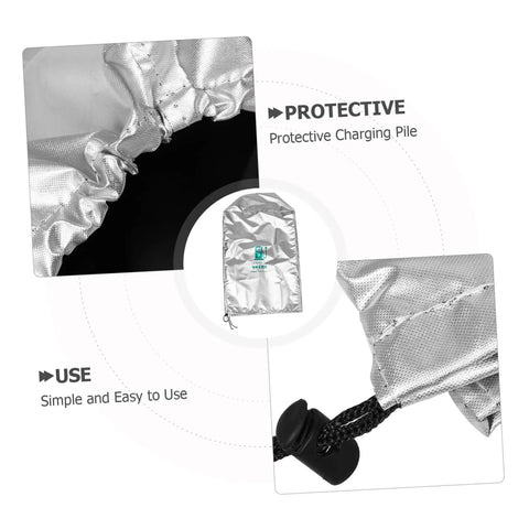 Rock Solid EV Wall Charger Cover Built To Crush Rain And UV Exposure, silver material, snug fit, easy to use.