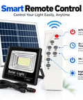 KUSOLE Solar floodlights and Outdoor spotlights 200W with solar panel, remote control, and adjustable brightness features.
