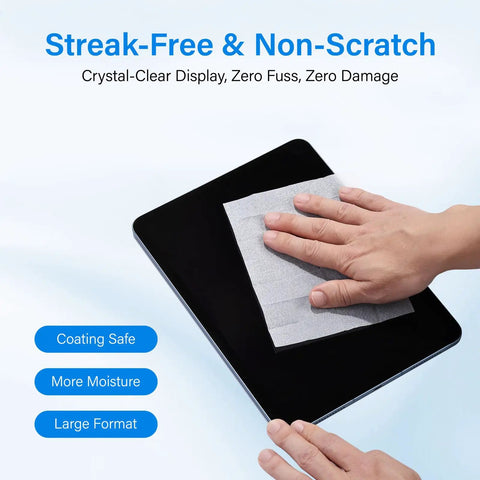 Streak Free Crystal Clear Electronic Wipes For Screens Pre Moistened Screen Cleaner Wipes cleaning tablet screen without scratches