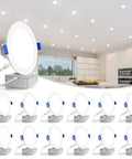 12 Pack 6 Inch Ultra Thin LED Recessed Lights With Junction Box 5000K Daylight 13W 120W Equivalent Canless Ceiling Wafer