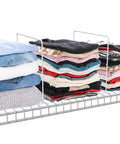 Eight Pack Heavy Duty Wire Shelf Dividers To Keep Your Closet Space Square And Spotless No More Topple Junk Slick Steel Rack Separators, organized stacked clothes.