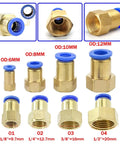100 Piece Pneumatic Air Connector Set Brass Quick Pipe Fittings, 4 6 8 10 12mm Hose Sizes, 1/8 3/8 1/2 1/4 Inch Female Threads