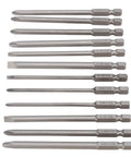 Rock Solid 12Pcs Screwdriver Bit Set With Slot And Cross Bits Made From Tough Alloy Steel S2 For Electric Drill Or Manual Tool Use On Heavy Duty Tasks With Stable Grip And Long Lasting Durability, 12 S2 bits