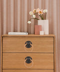 Wooden dresser with 2 Pack Vintage Rope Handle Drawer Pulls For Cabinets And Drawers, Rustic Black Knobs For Wardrobe And Furniture