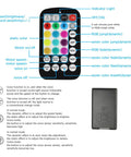 Remote control for Twinkle And Sound Activated Fiber Optic Star Ceiling Kit showing buttons for RGBW effects and settings.