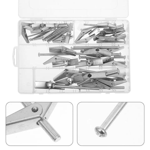 Heavy Duty Drywall Toggle Bolt Kit With Wing Nuts Stainless Steel Anchors 32 Piece Pro Grade Multi Use Fastener Set in box