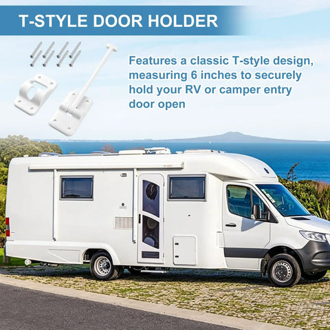 Top Shelf Six Inch T Style Entry Door Keeper Holds Your Camper Or Rv Outer Wall Tight While Keeping The Main Entrance Free For Hot Grills And Weekend Campouts. T-style 6-inch door holder with hardware kit.