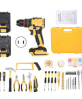 Heavy Duty Cordless Drill And Impact Driver Beast Offering Twenty One Volt Power With Forty Newton Meter Torque Three In One Multifunction Setup tools and accessories in kit.