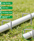 100 Pack Landscape Staples And 100 Pack Gaskets 12 Inch 11 Gauge Galvanized Steel Garden Staples With Black Pads Turf Staples For Weed Barrier Grass Pro securing pipe on grass