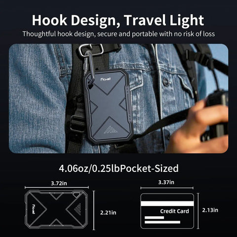 2TB Portable SSD Ultra Fast With Beast Speeds 2050 MB Per Second USB 3.2 Gen2 Type C External Solid State Drive IP68 hooked on bag