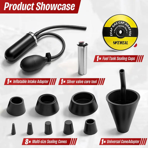 Slick 12-In-1 Smoke Machine Accessory Kit For Automotive Evap And Vacuum Leak Detection with inflatables and sealing cones