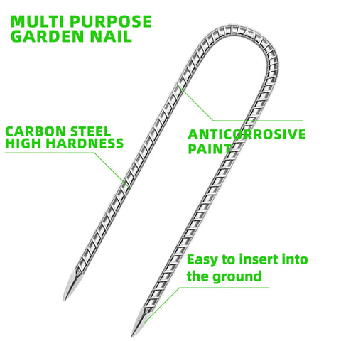 11 Pack 12 Inch Beefy Galvanized Steel Rebar Stakes U Shaped Ground Anchors Heavy Duty Anti Rust For Tents Fences Trampolines Landscaping