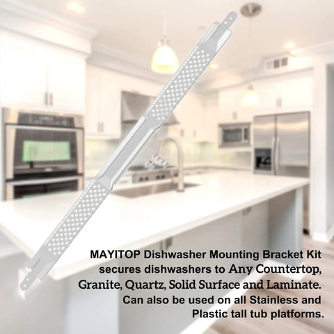 Heavy Duty 24 Inch Dishwasher Granite Mounting Brackets And Kit For Whirlpool W10426979 on a kitchen countertop.