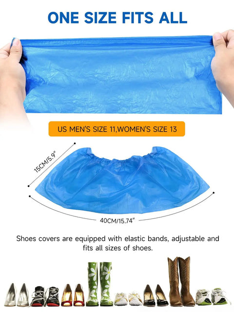 Disposable Shoe Covers Non Slip Blue Plastic Booties For Indoor Use Pack Of 300 (150 Pairs) Extra Large Fits Up To US Men 11 And Women 13