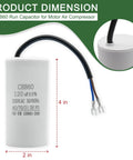 High Performance 120uF Run Capacitor For Single-Phase Motors And Air Conditioner Compressors, 250VAC 50/60Hz, Ideal For Start Boost In Home AC Units, 4x2 inch dimensions